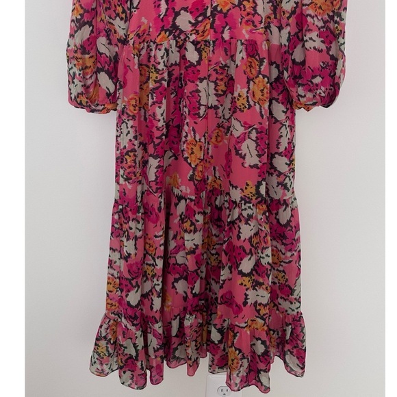 SALONI  Isabel Floral Long Puff Sleeve 100%
Silk Maxi Dress Size 0 - Picture 10 of 12